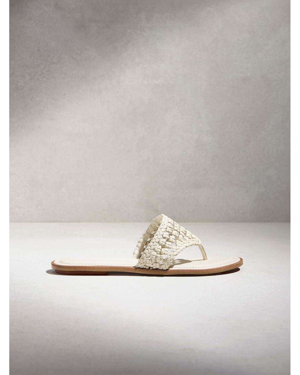 Next Gray Weave Toe Thong Leather Sandals