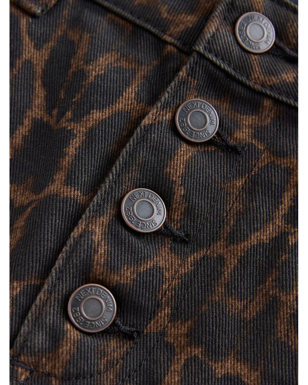 Next Black Leopard Denim Mini Skirt