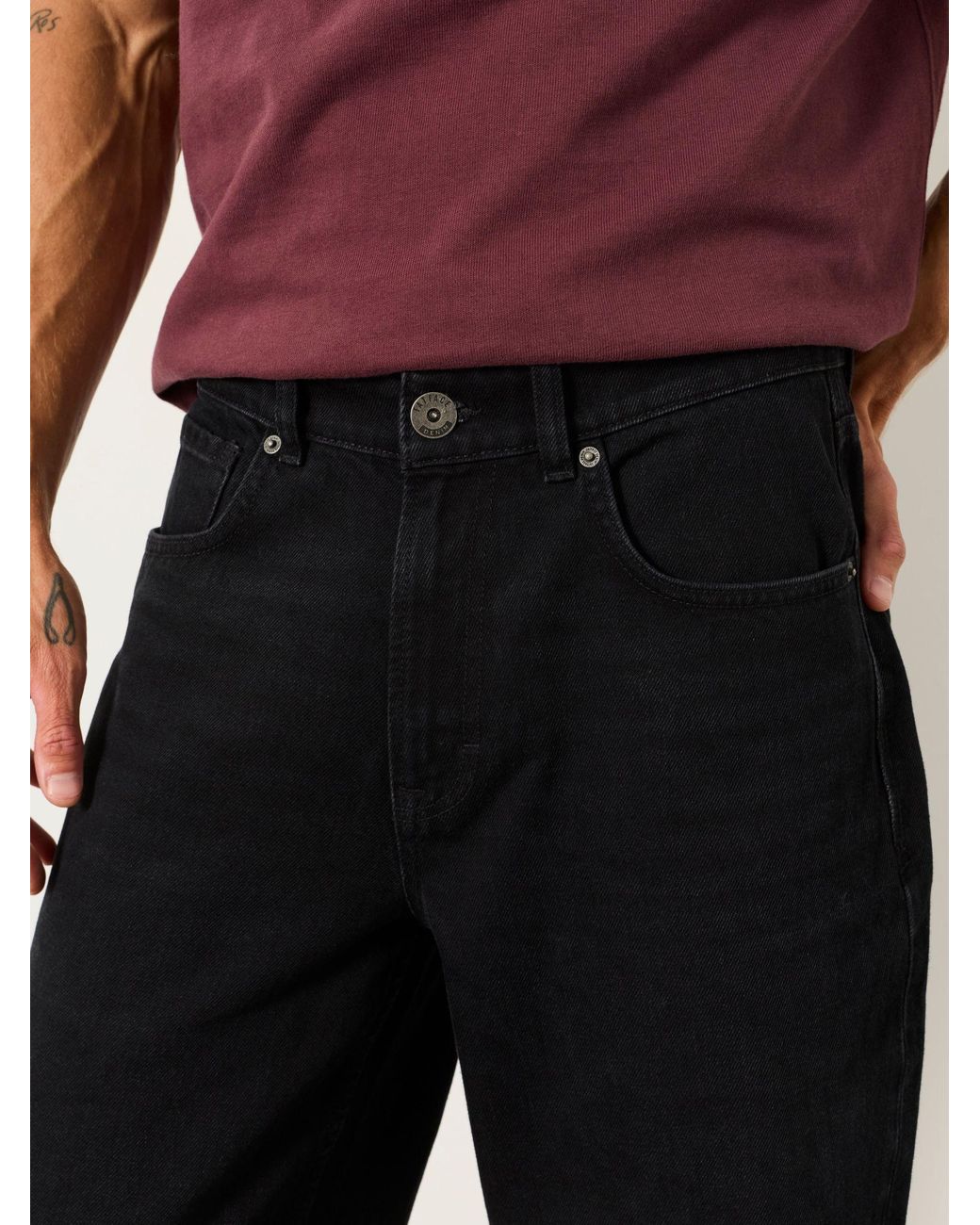 FatFace Black Fatface Tapered Fit Jeans for men