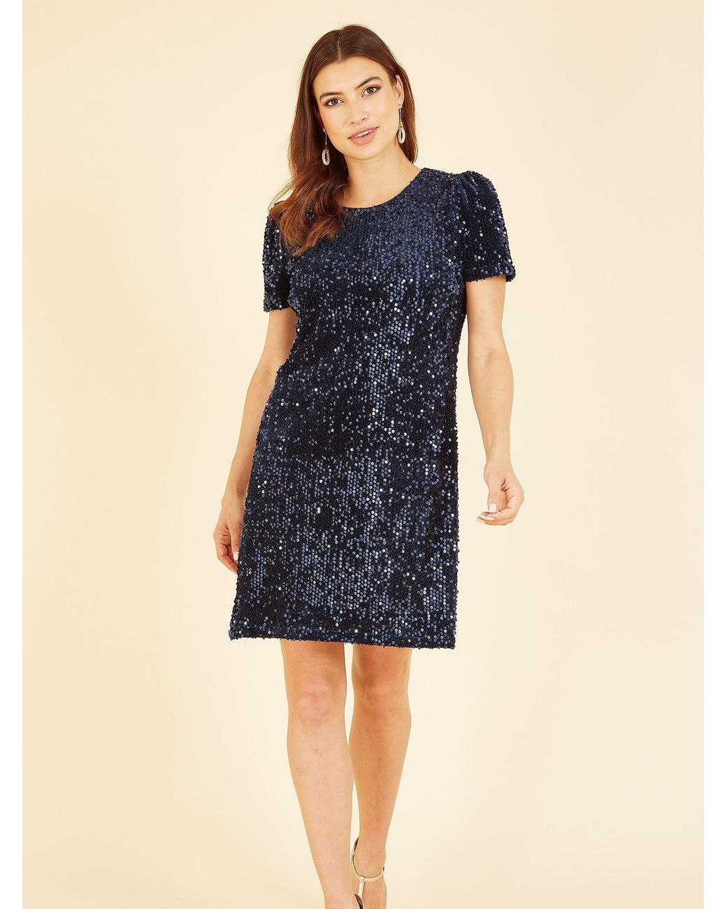 Yumi' Blue Sequin Tunic Dress