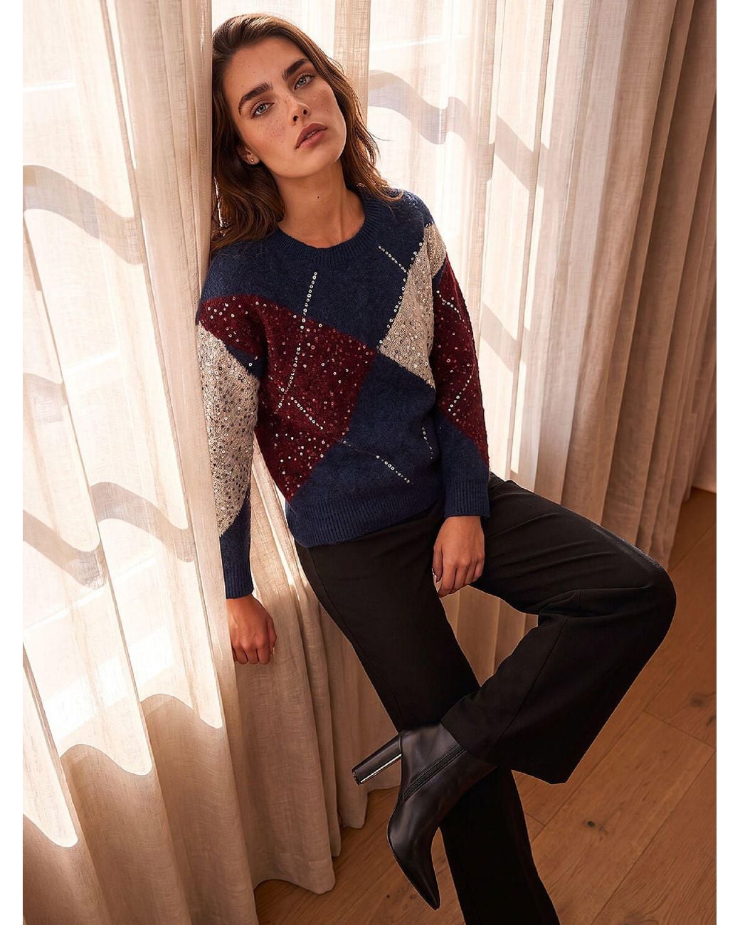 Roman Blue Petite Sequin Jumper
