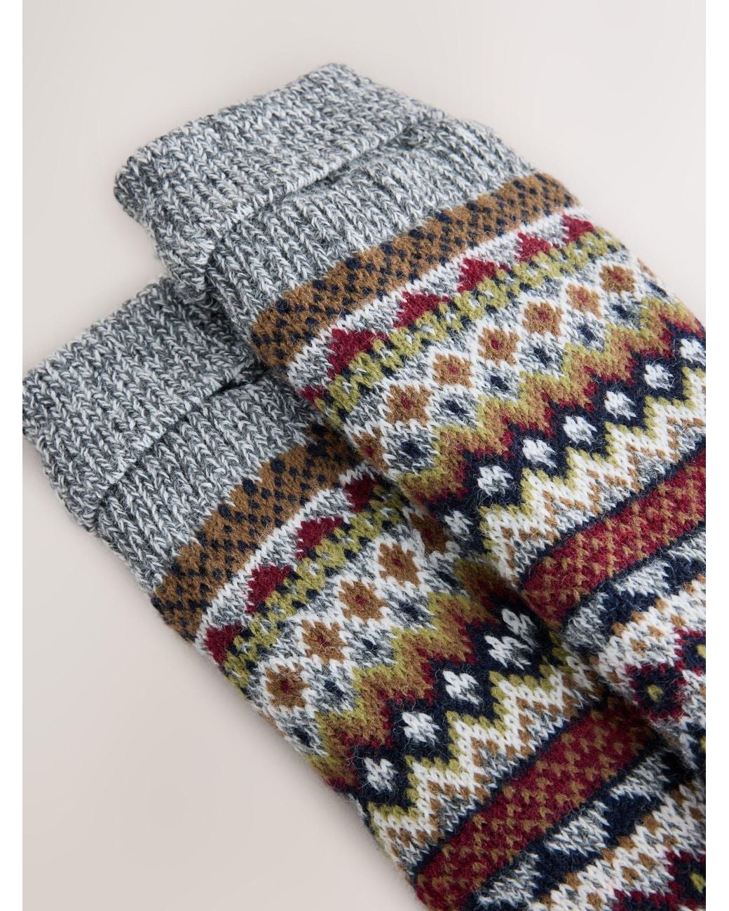 Next Gray Fairisle Slipper Socks With Grippers 1 Pack for men