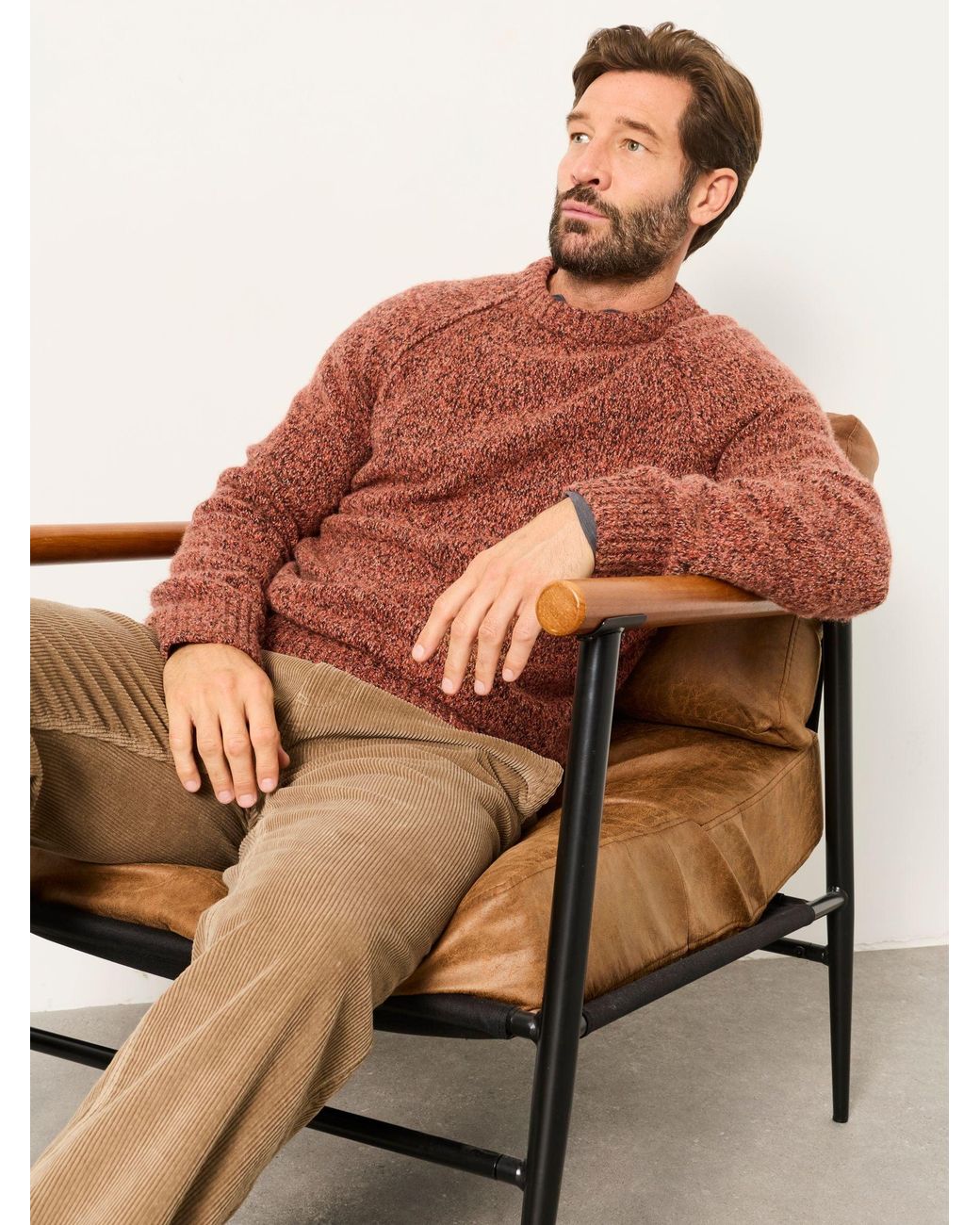 FatFace Brown Deanston Crew Neck Jumper for men