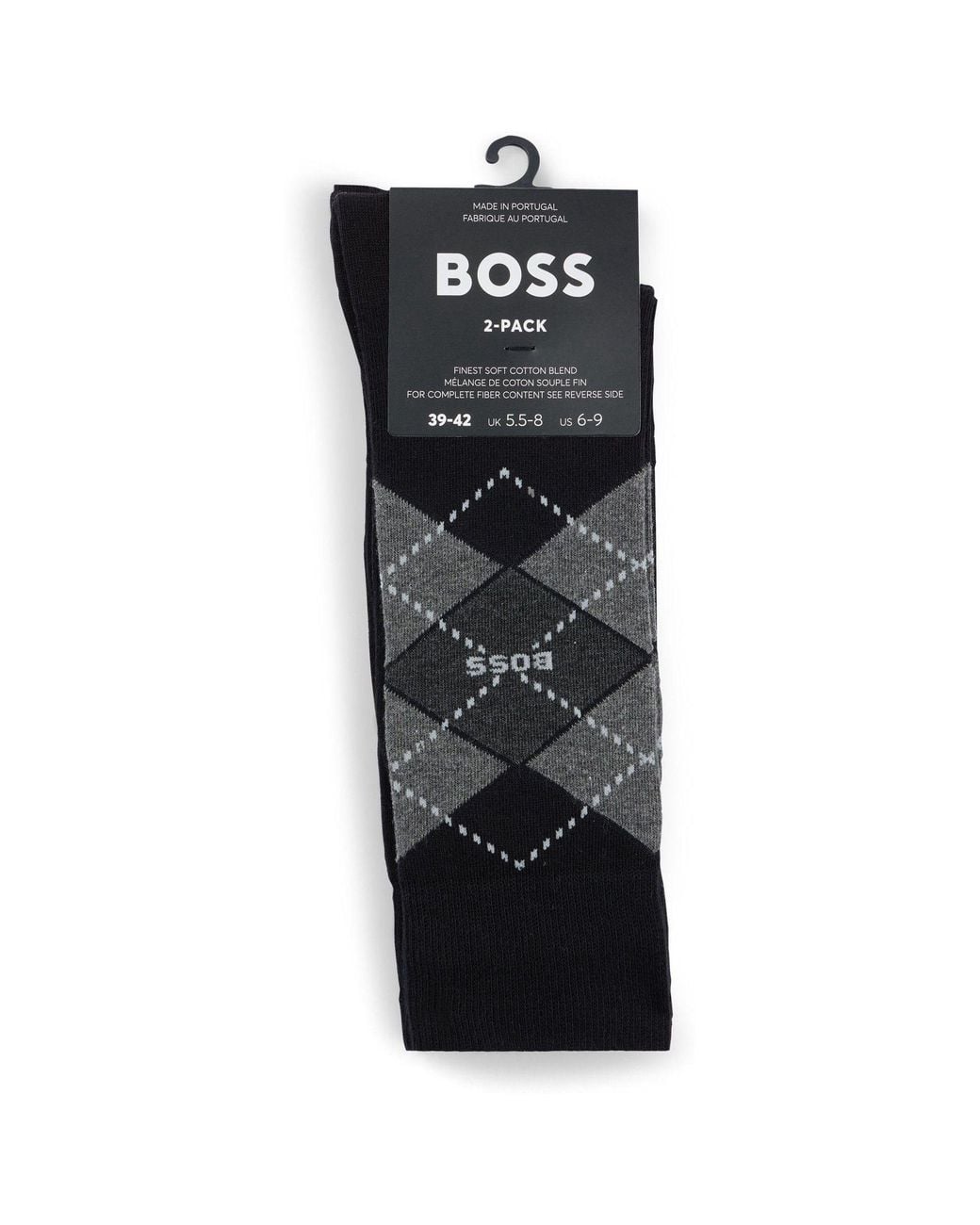 Boss Black Argyle Logo Socks 2 Pack for men