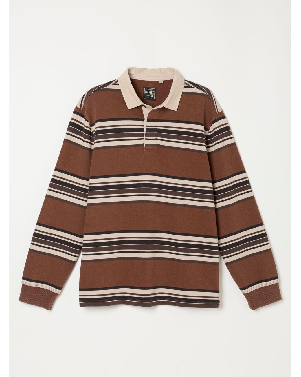FatFace Natural Long Sleeve Stripe Rugby T-Shirt for men