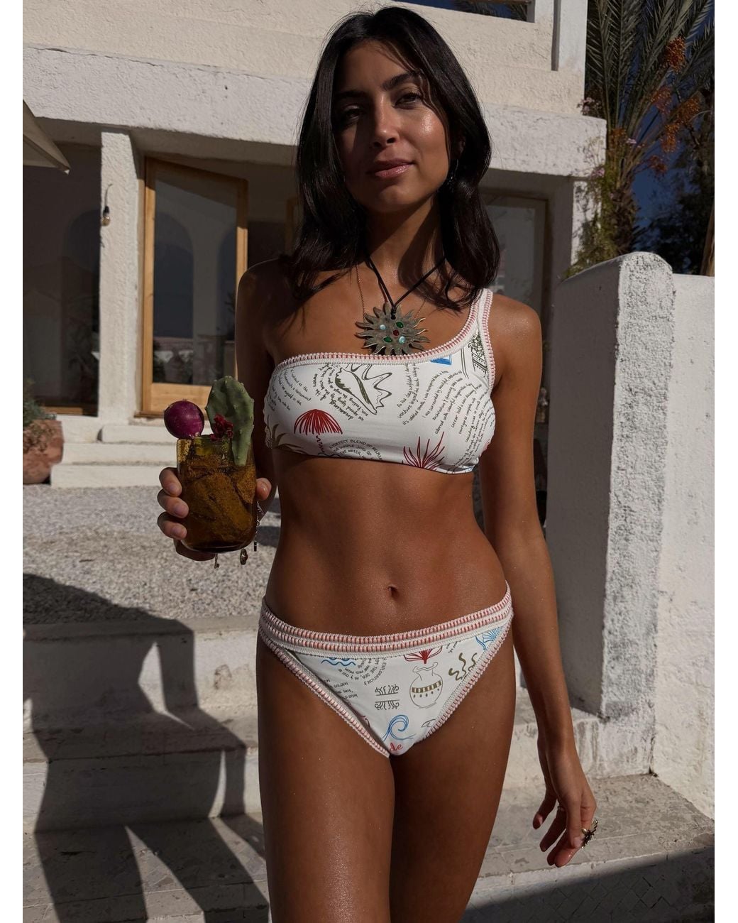 Never Fully Dressed Brown One Shoulder Bikini Top