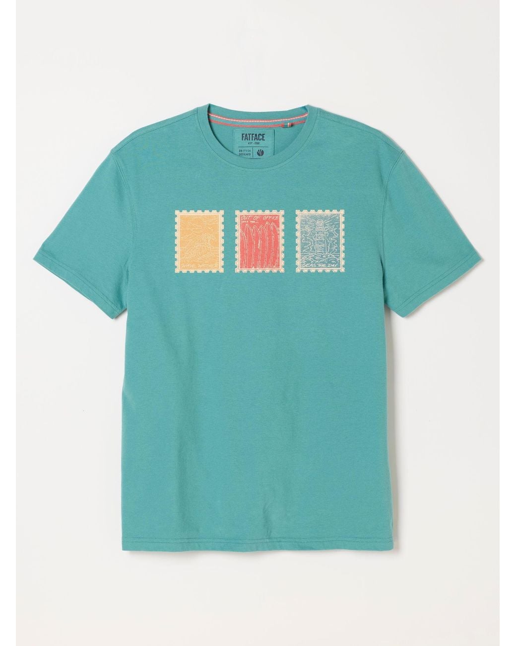 FatFace Green Landscape Stamp Graphic T-Shirt for men