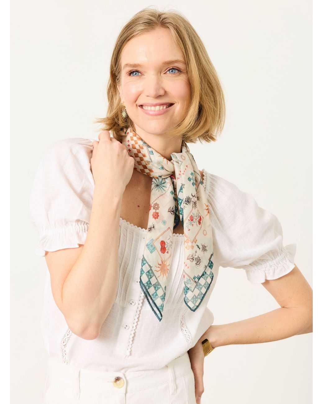 FatFace Blue Fatface Spice Trail Square Scarf