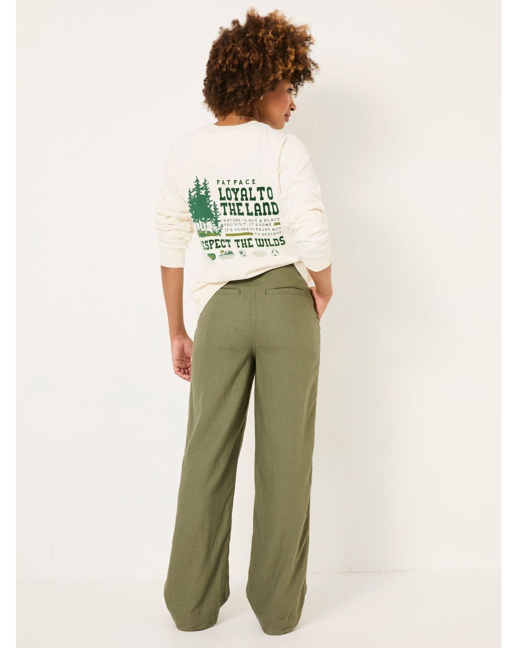 FatFace Green Ellie Straight Leg Trousers