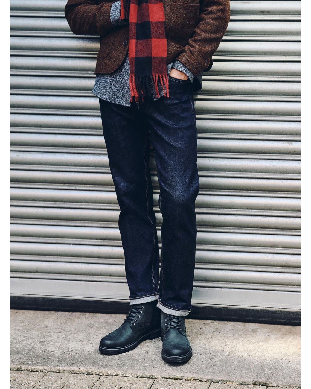 Next Blue Leather Toecap Boots for men