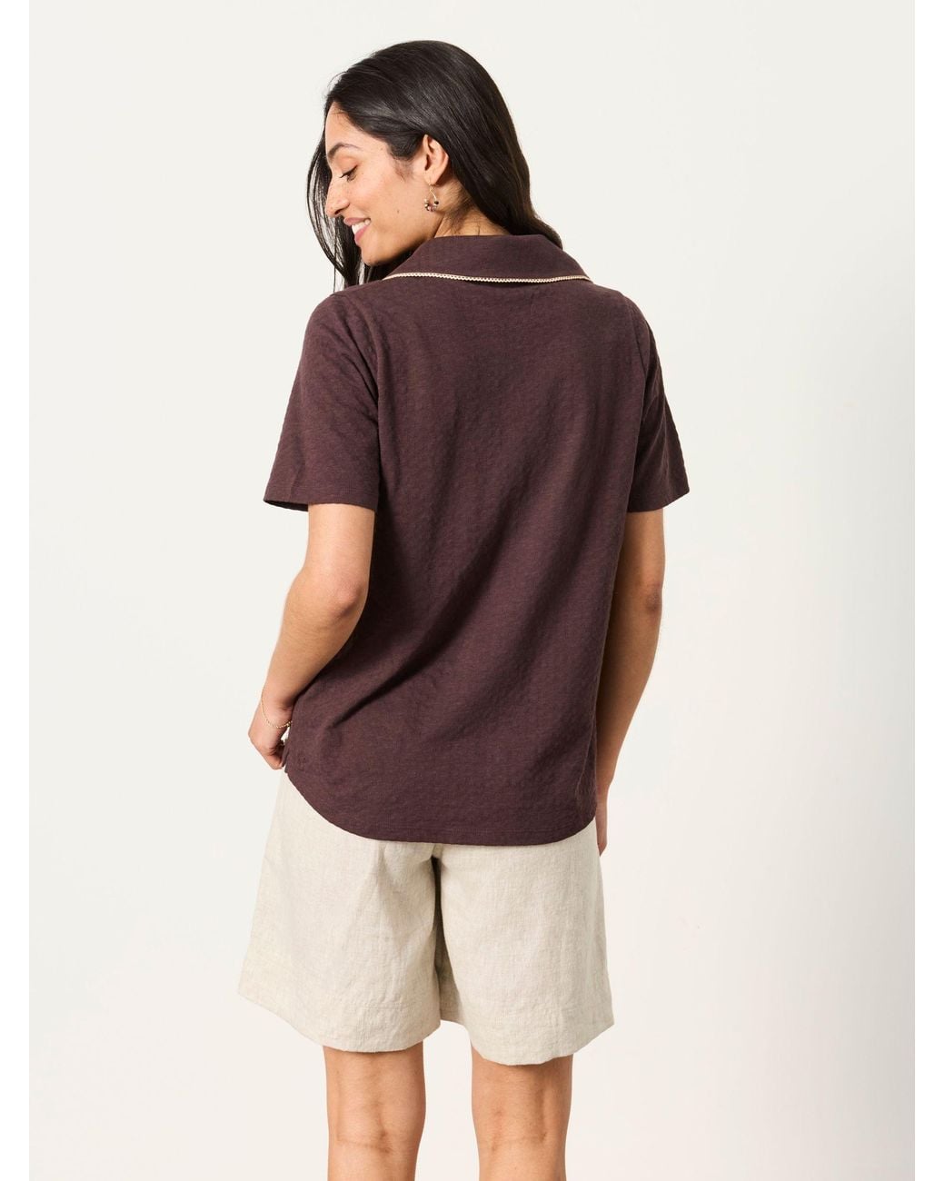 FatFace Brown Paige Short Sleeve Jersey Shirt