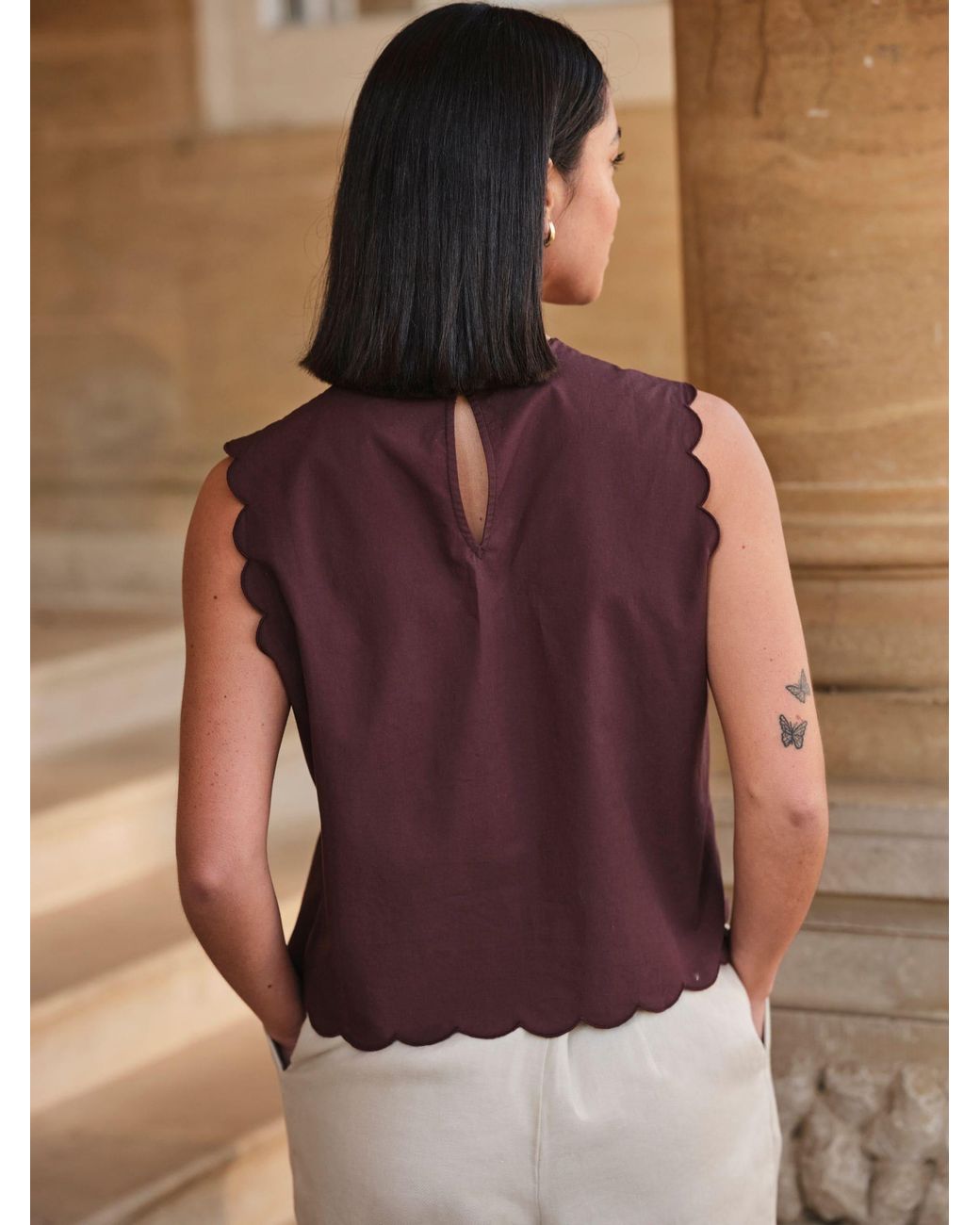 FatFace Brown Meg Cutwork Shell Top