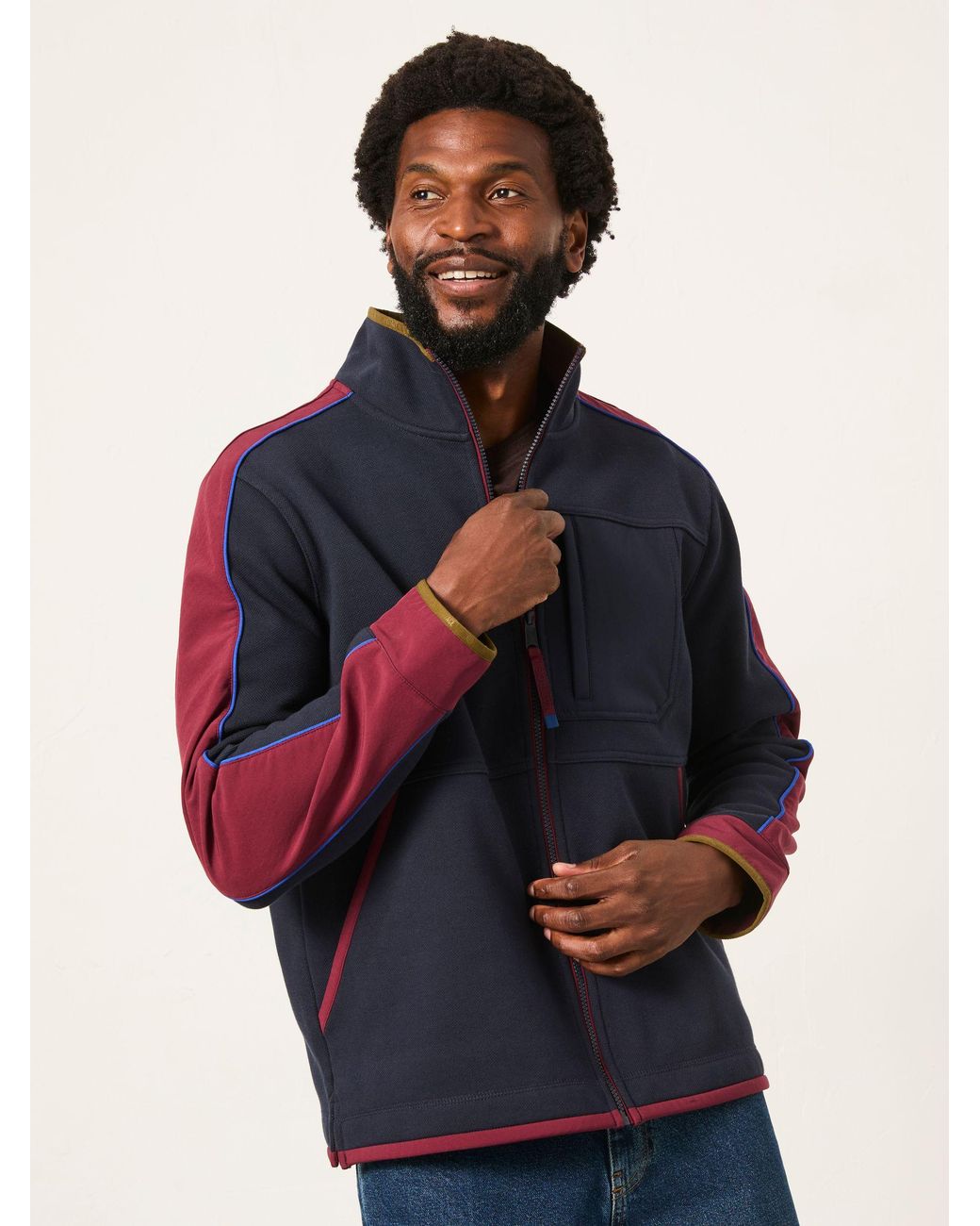 FatFace Blue Airlie Hybrid Zip Through Sweat for men