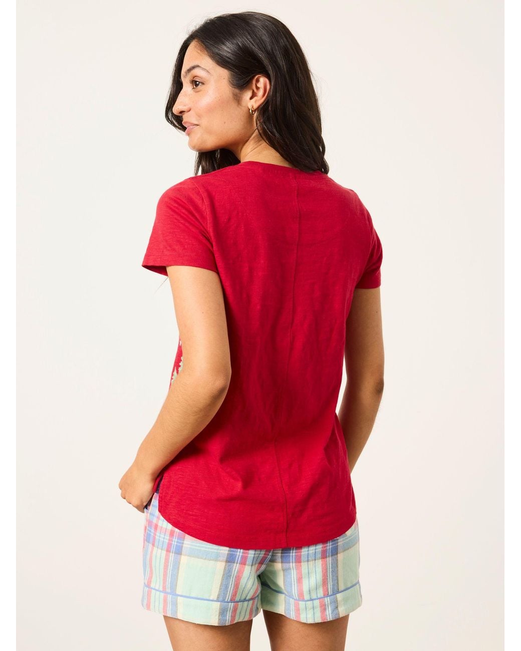 FatFace Red Natalie Llama Christmas Graphic Tee