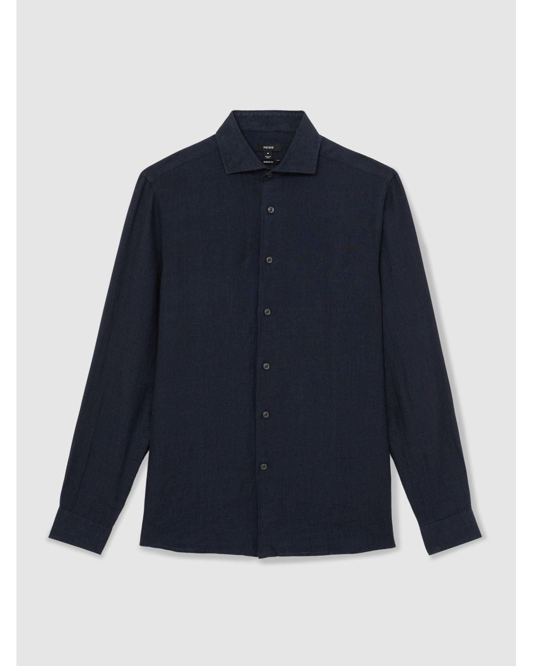 Reiss Blue Ruban - Navy Linen Button-through Shirt, 3xl for men