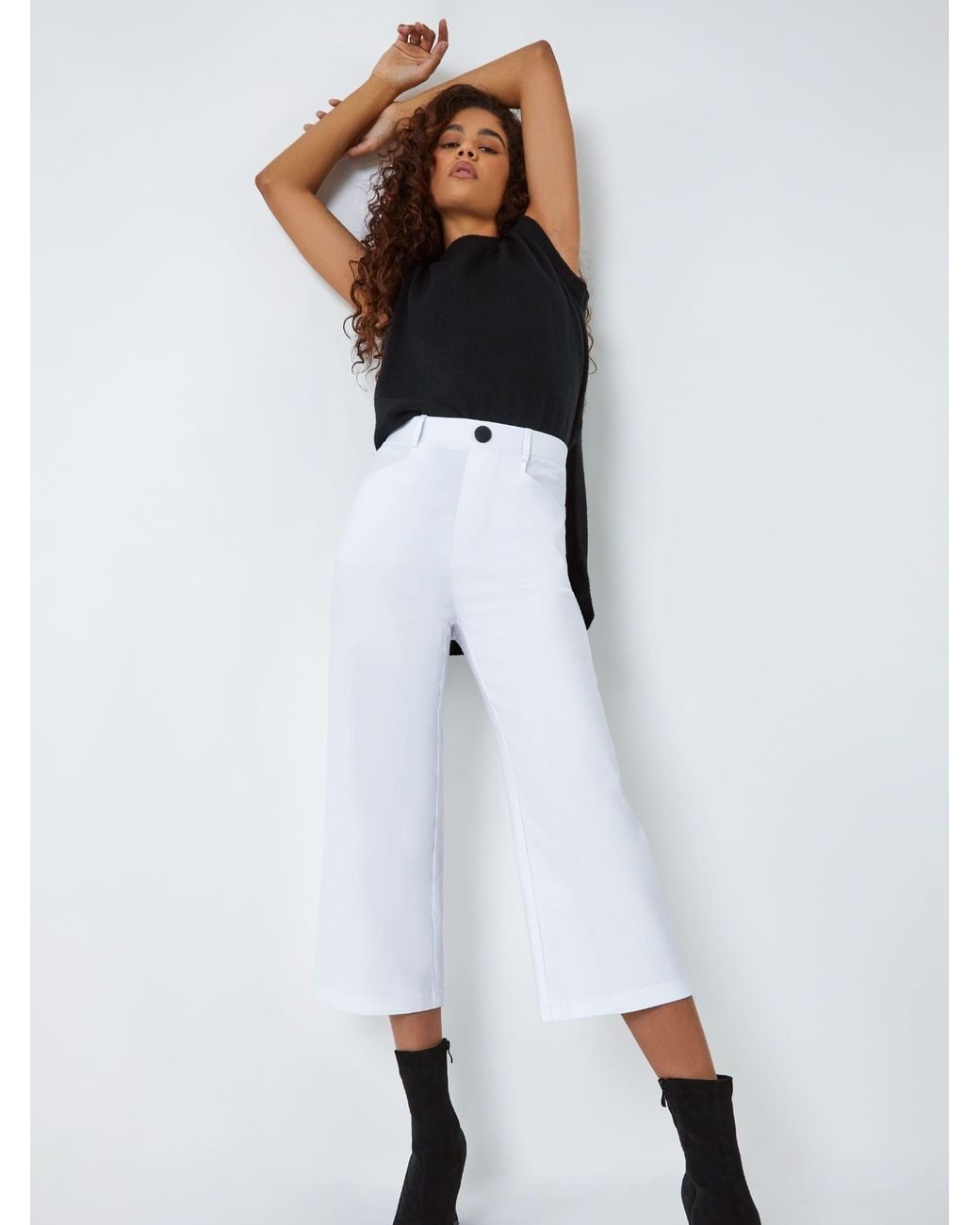 Roman Green Cropped Stretch Culottes