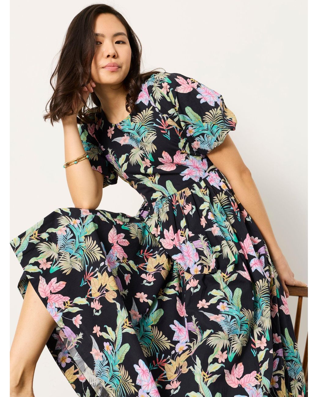 FatFace White Bria Petite Midi Dress