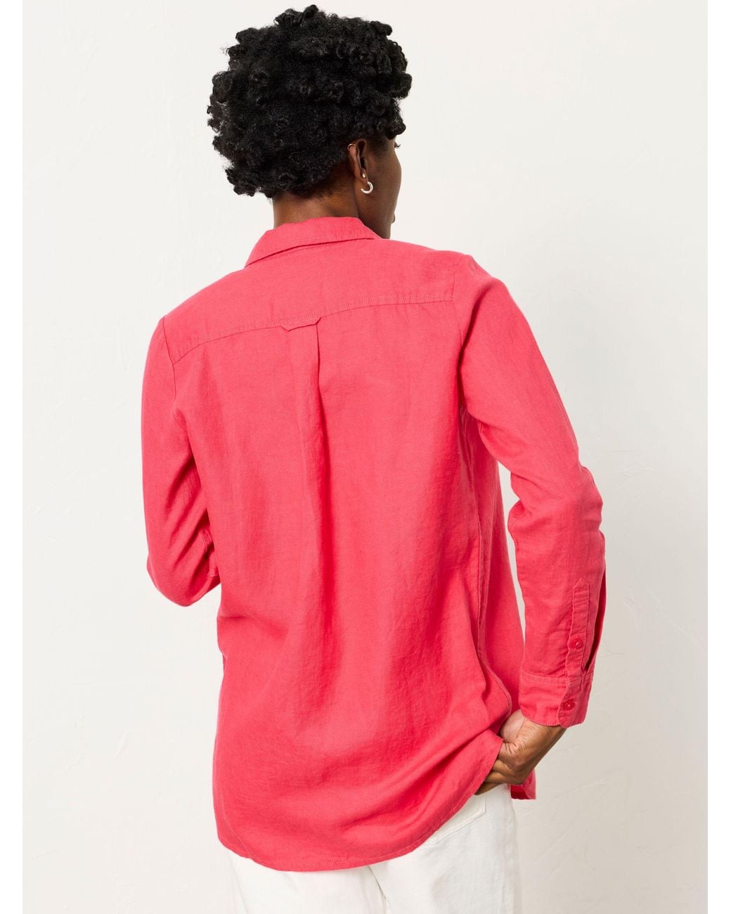 FatFace Red Olivia Petite 100% Linen Shirt