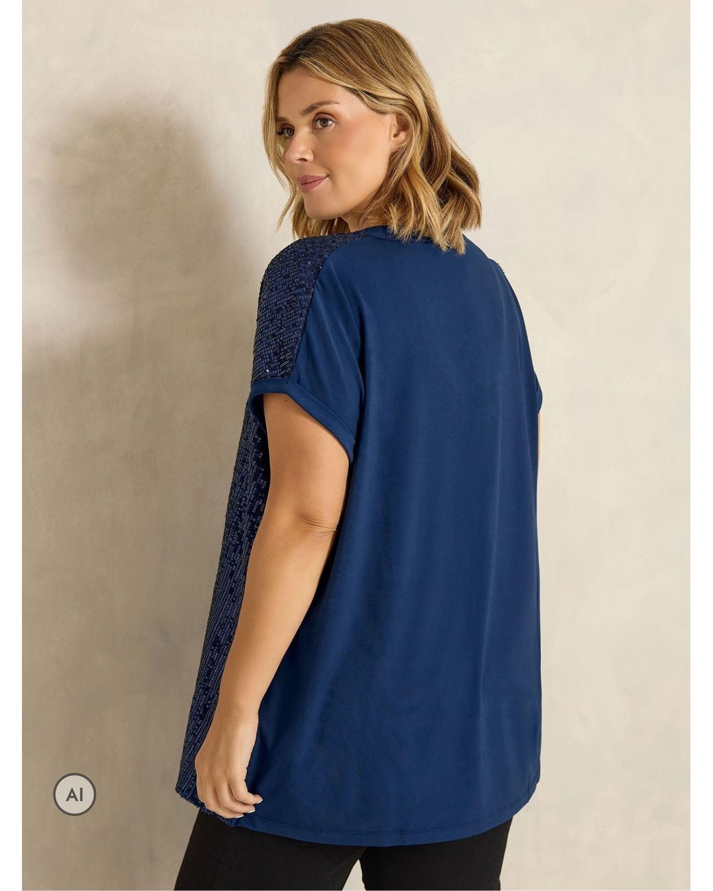 Evans Blue Sequin Embellished Top