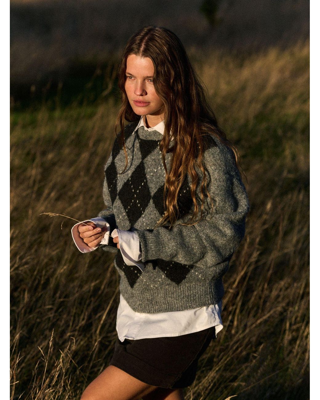 The Set Gray Fluffy Crew Neck Jumper