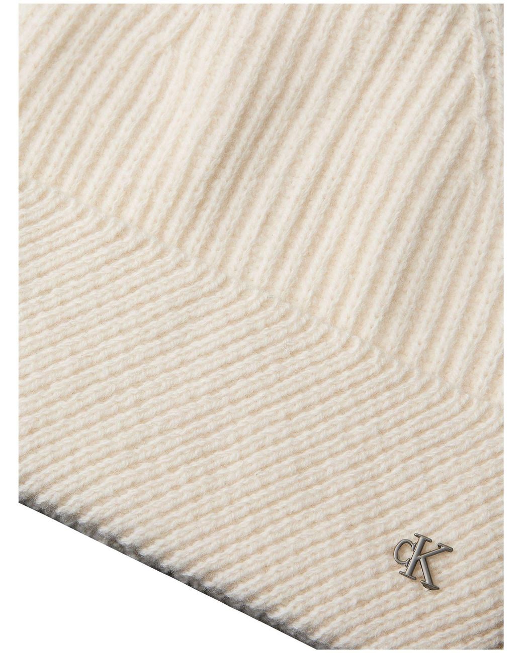 Calvin Klein Natural Wool Blend Monogram Beanie