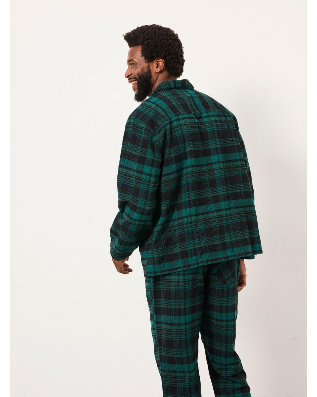 FatFace Green Samphrey Check Pyjama Shirt for men