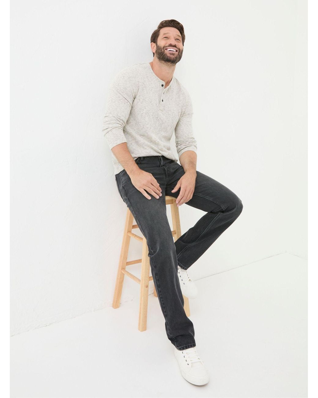 FatFace Black Straight Fit Jeans for men
