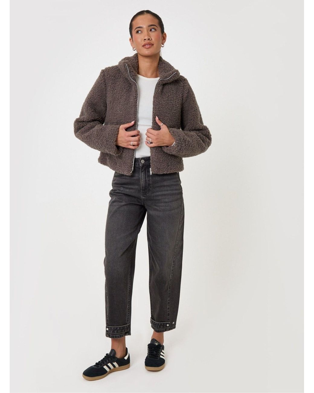 Threadbare Brown Dark Funnel Neck Borg Bomber Jacket