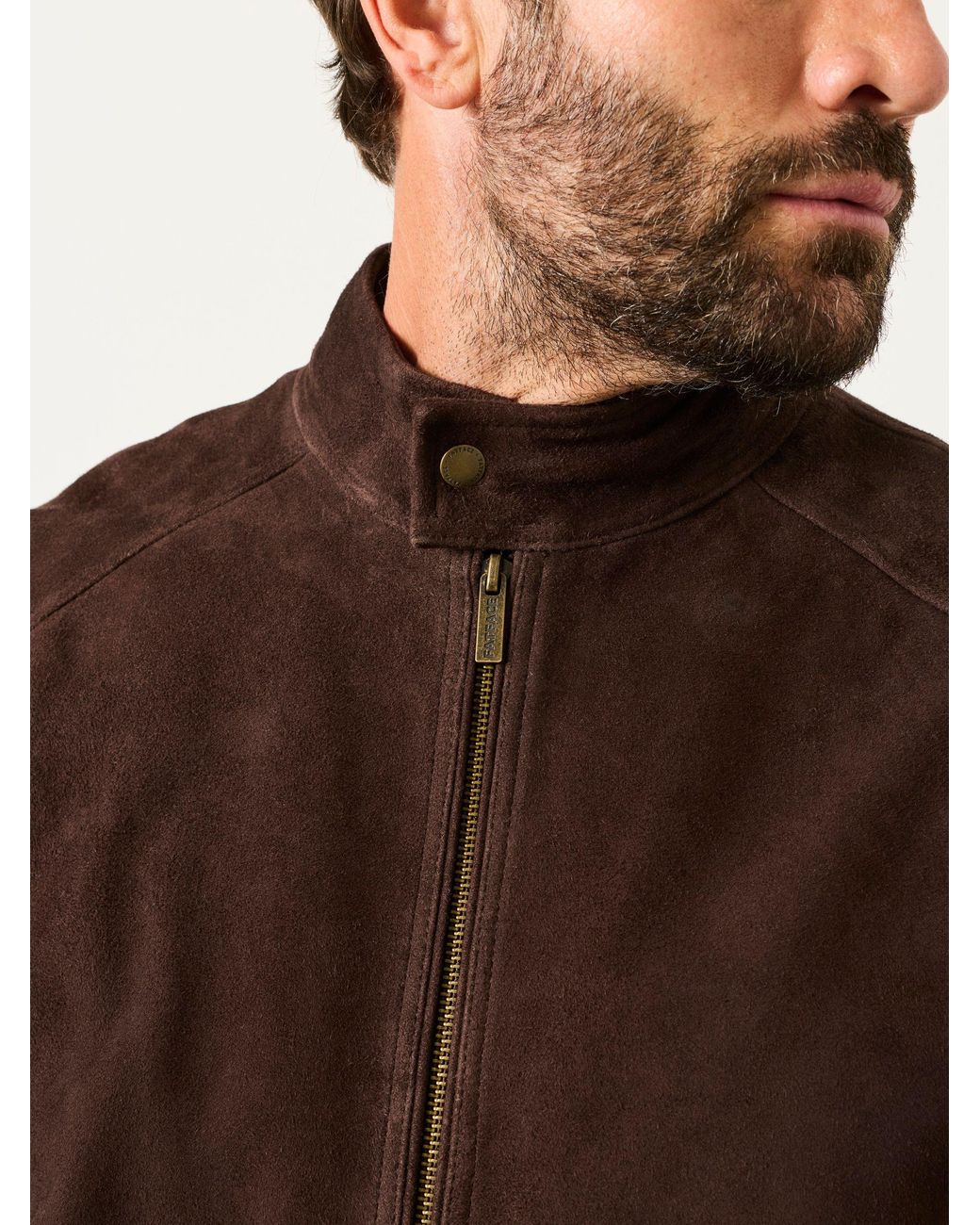 FatFace Brown Fatface Chocolate 100% Suede Bomber Jacket for men