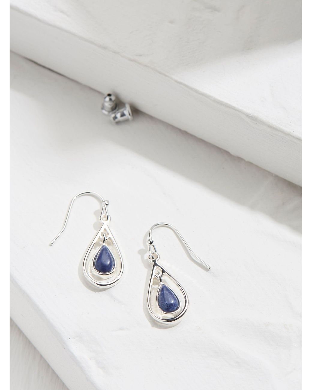 FatFace Gray Tear Drop Earrings