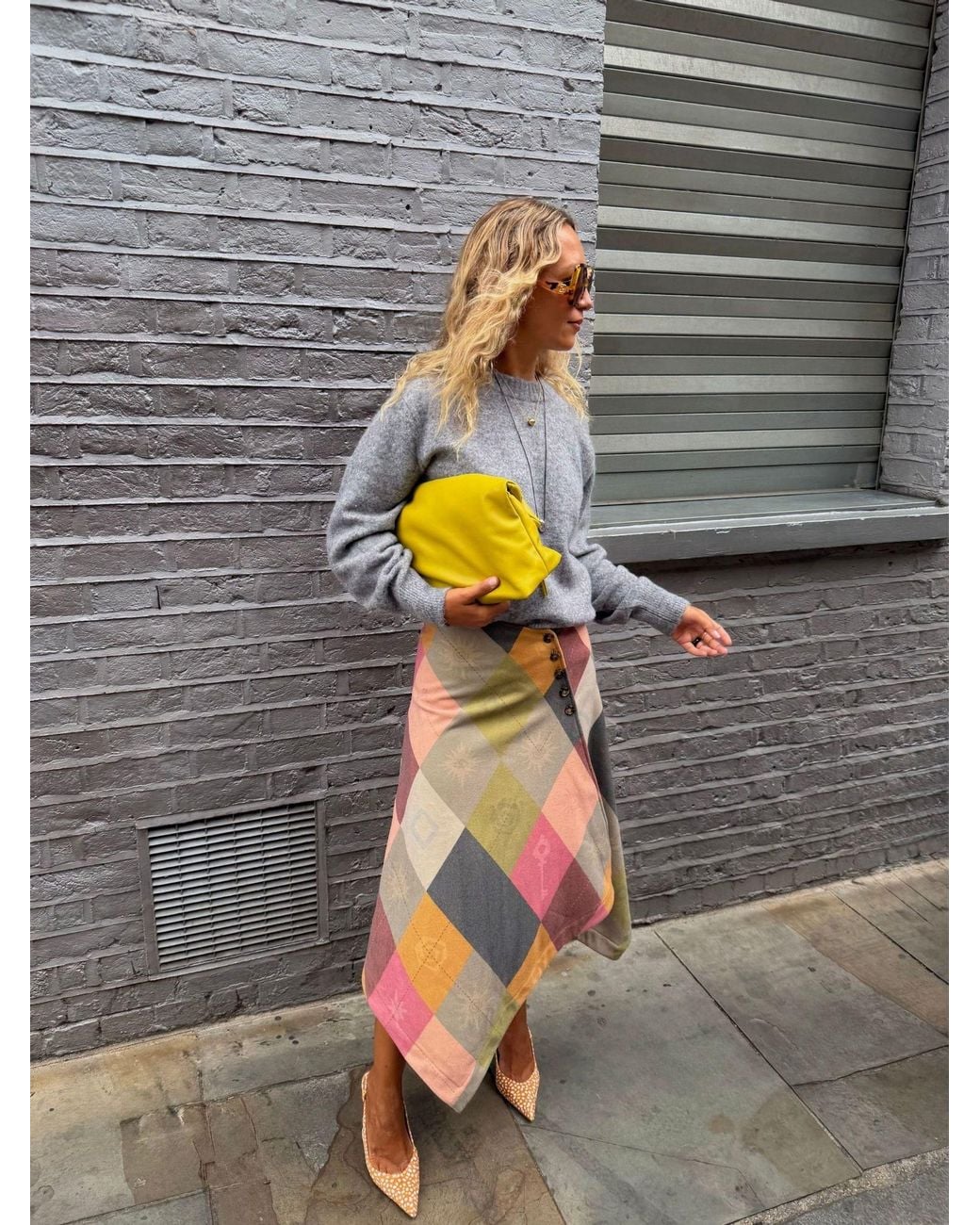 Never Fully Dressed Green Argyle Wool Skirt