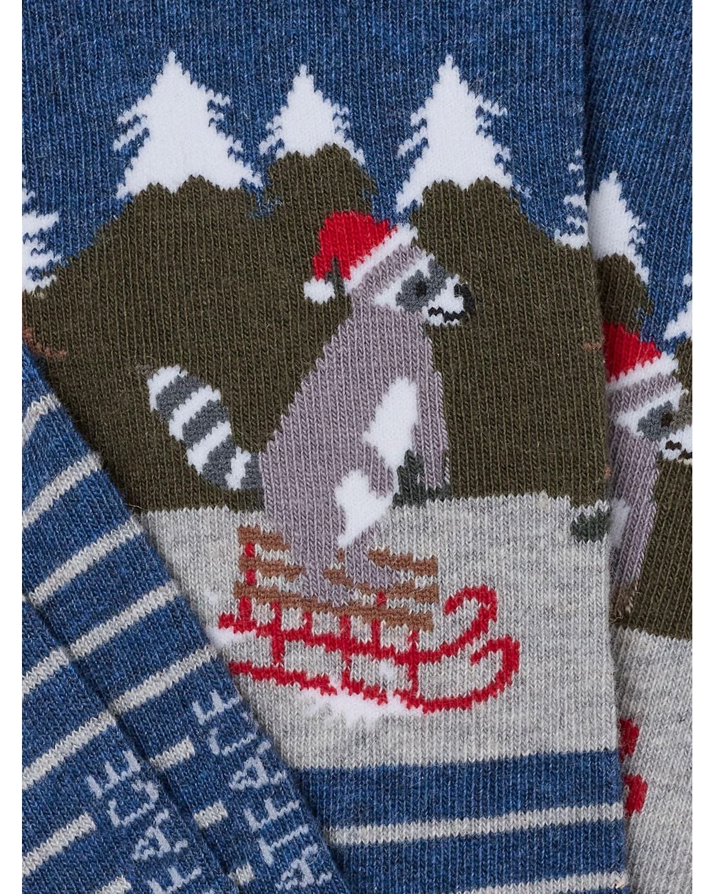 FatFace Blue Fatface Sled Racoon Christmas Socks for men