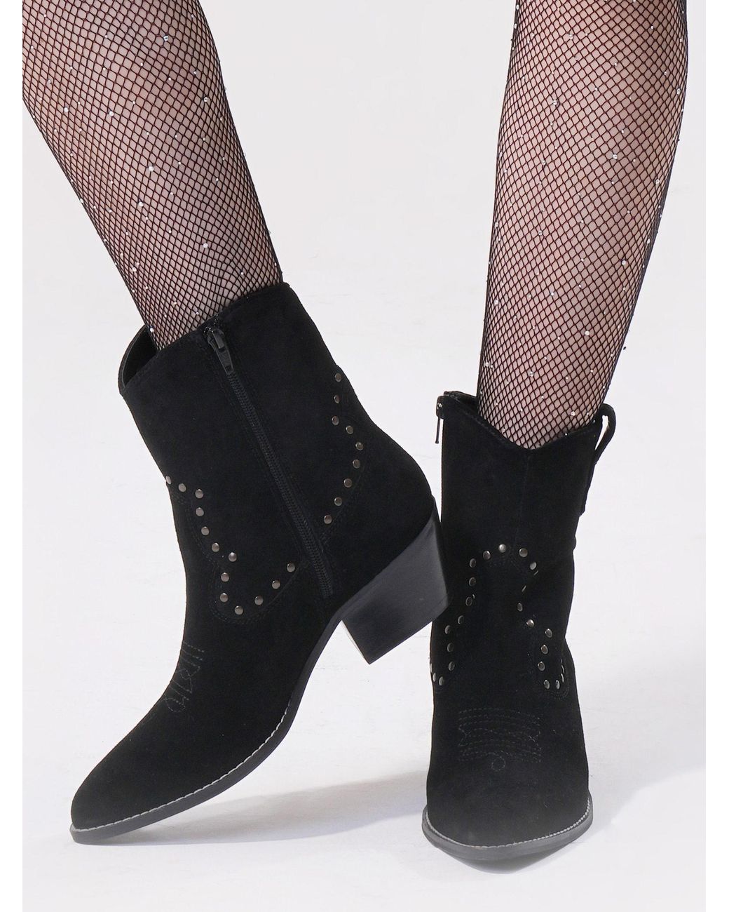 OFF THE HOOK Black Kensal Suede Leather Ankle Boots