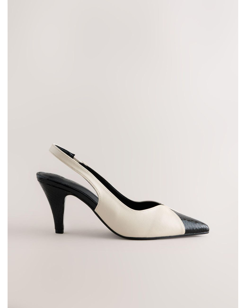 Next Natural Bone Forever Comfort Point Toe Spliced Slingback Heels