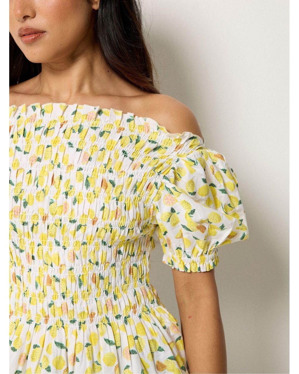 PixieGirl Petite Yellow Shirred Top