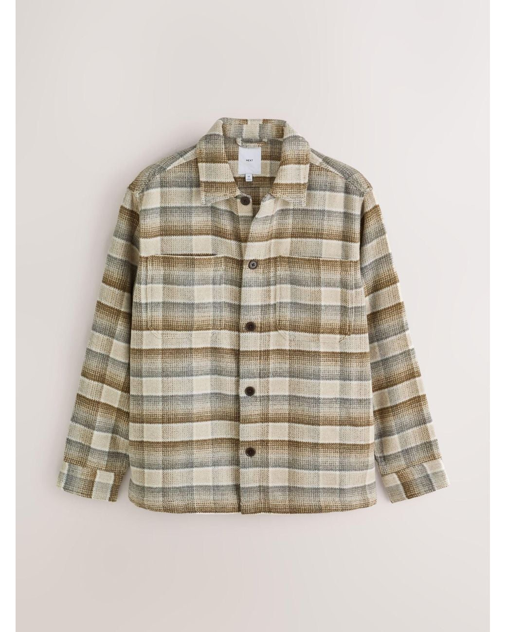 Next Gray Check Wool Blend Shacket for men