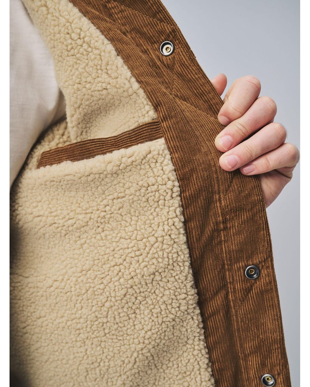 Next Brown Tan Cord Borg Lined Trucker Jacket for men