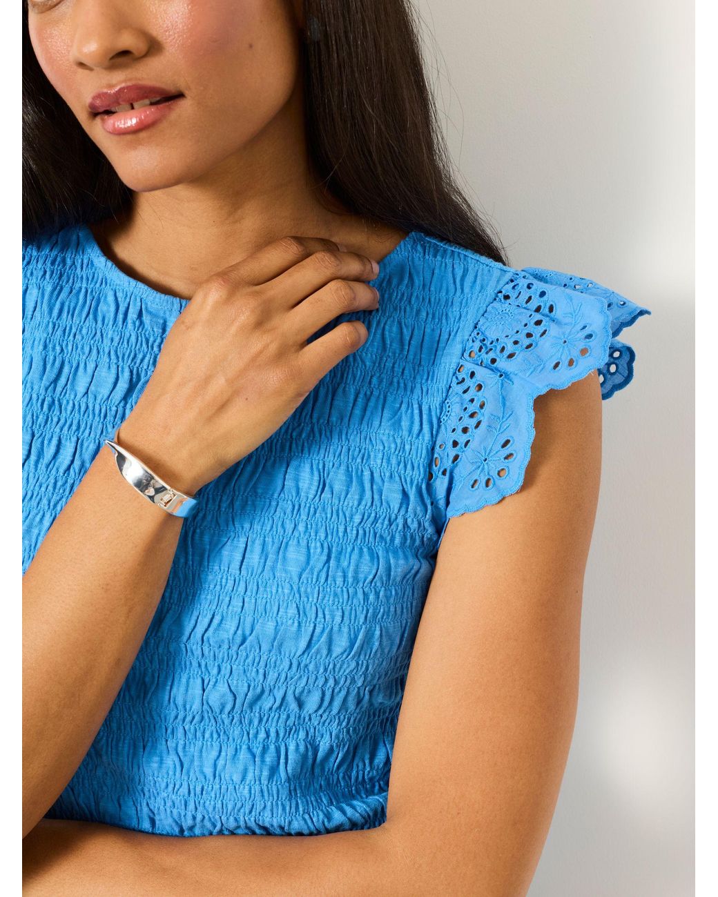 FatFace Blue Betty Shirred Top
