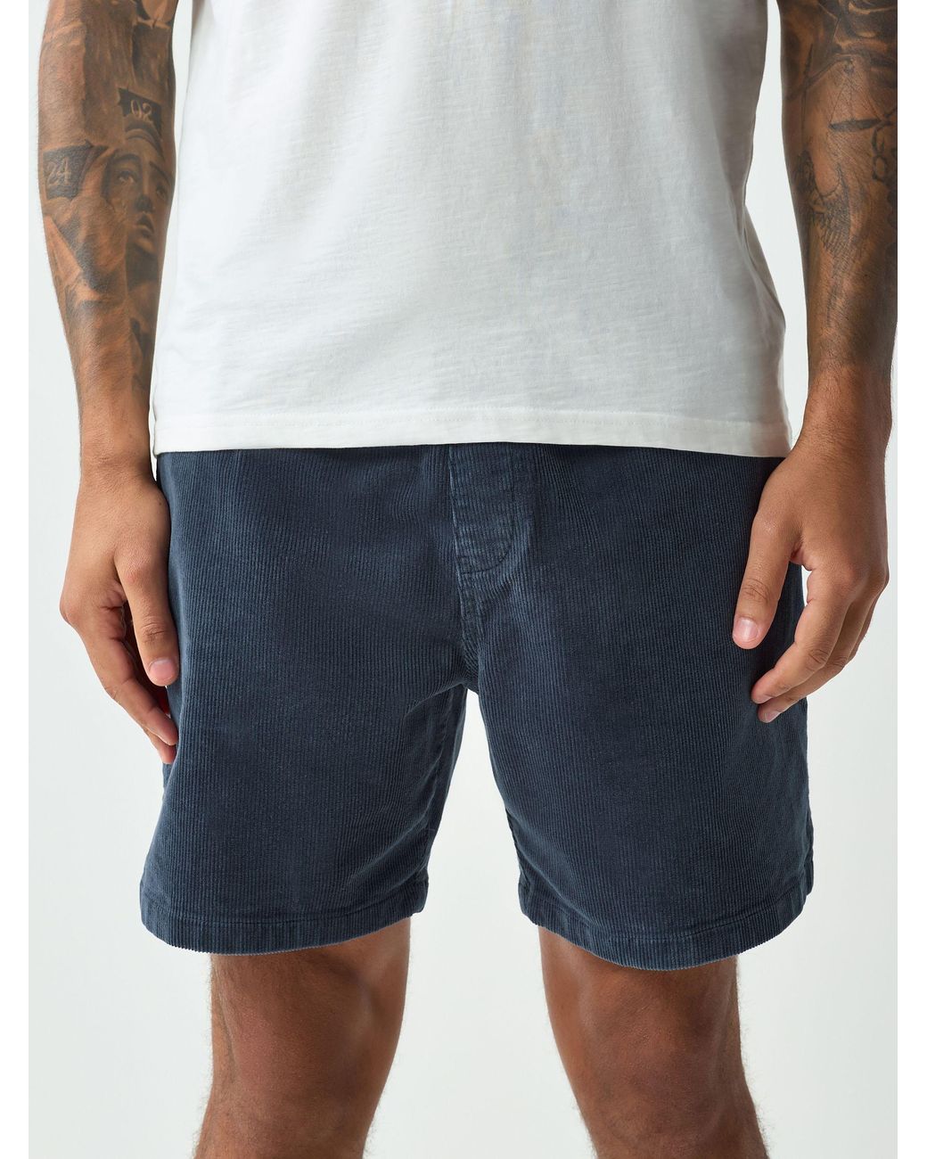 Next Blue Elasticated Waist 7 Inch Cord Shorts for men