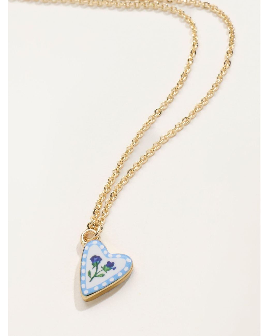 FatFace Brown Heart Enamel Necklace