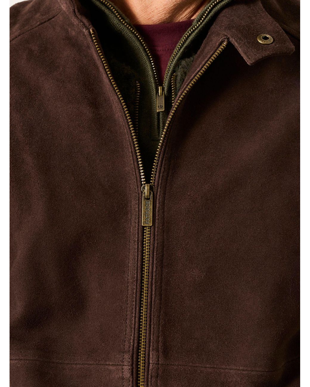 FatFace Brown Fatface Chocolate 100% Suede Bomber Jacket for men