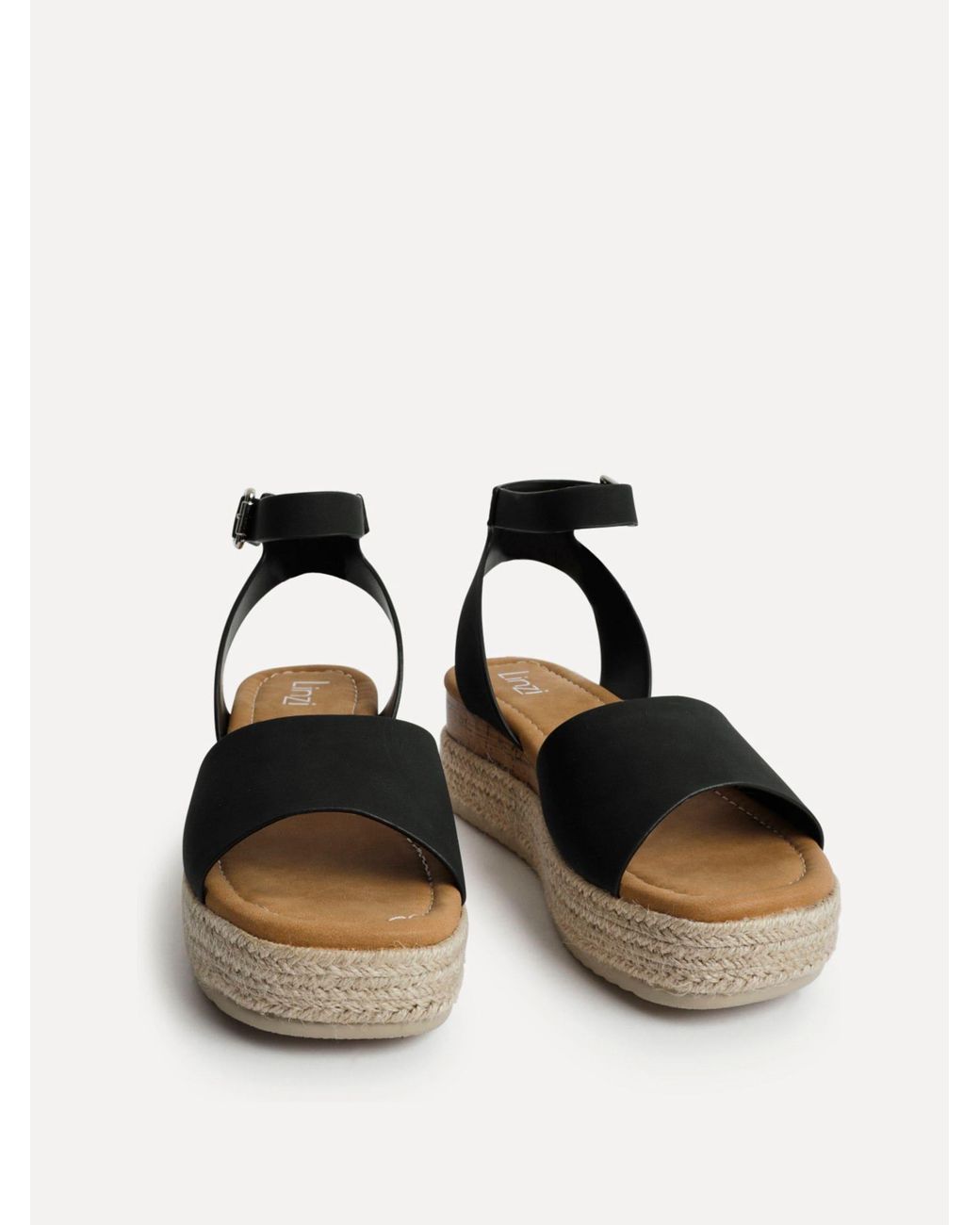 Linzi Black Nirvana Espadrille Flatform Sandals