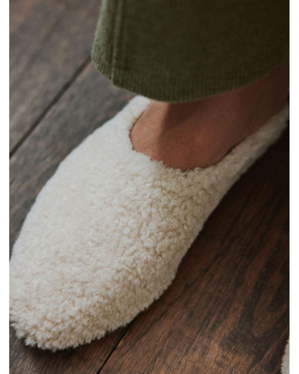 Yard Green Oatmeal Borg Slipper Mules