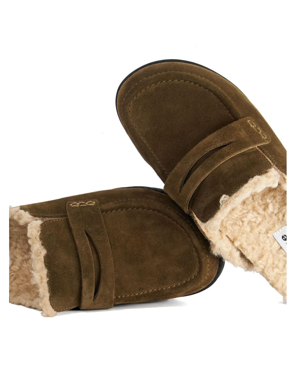 Dune Green Goldy Lined Backless Loafers