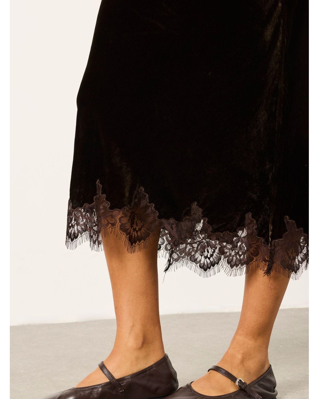 FatFace Red Esme Velvet Midi Skirt