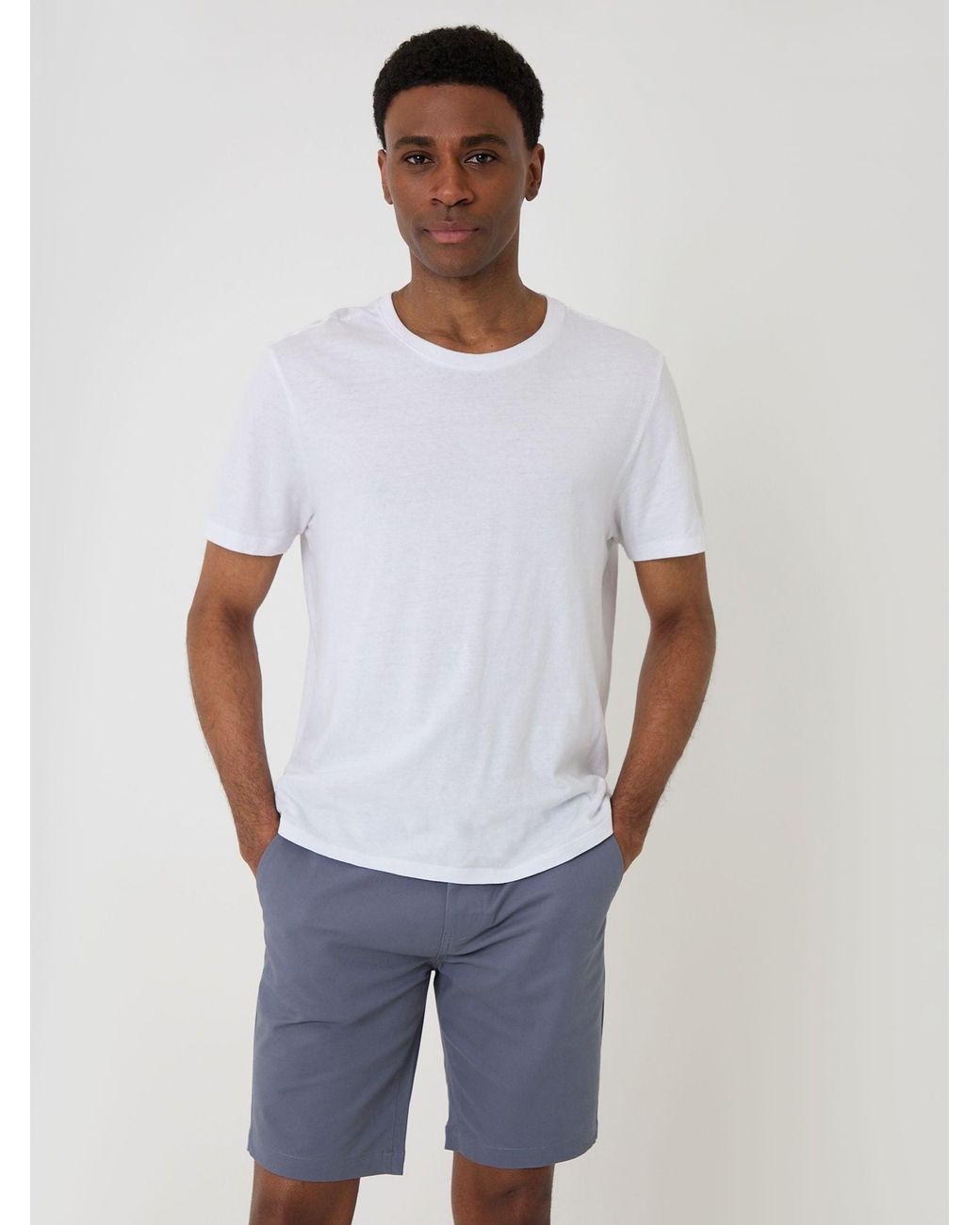 Threadbare Blue Belted Chino Shorts for men