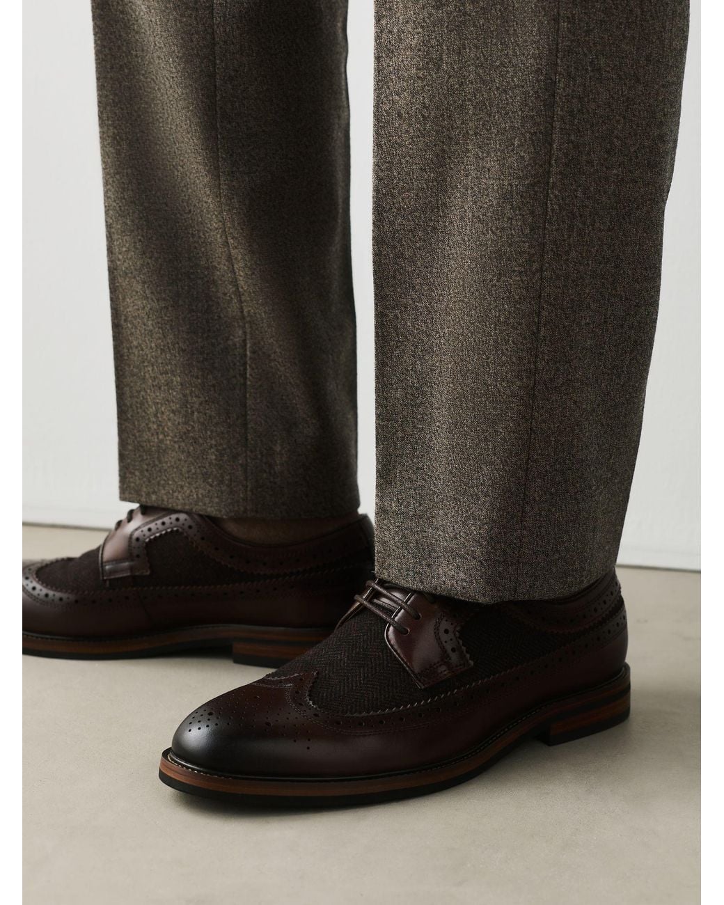 Next Brown Leather Brogue Shoes for men