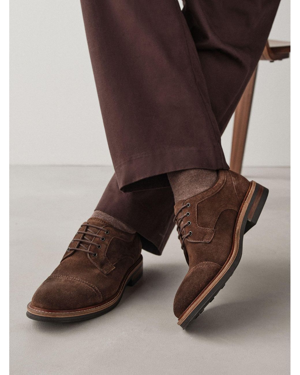 Next Brown Suede Toecap Shoes for men