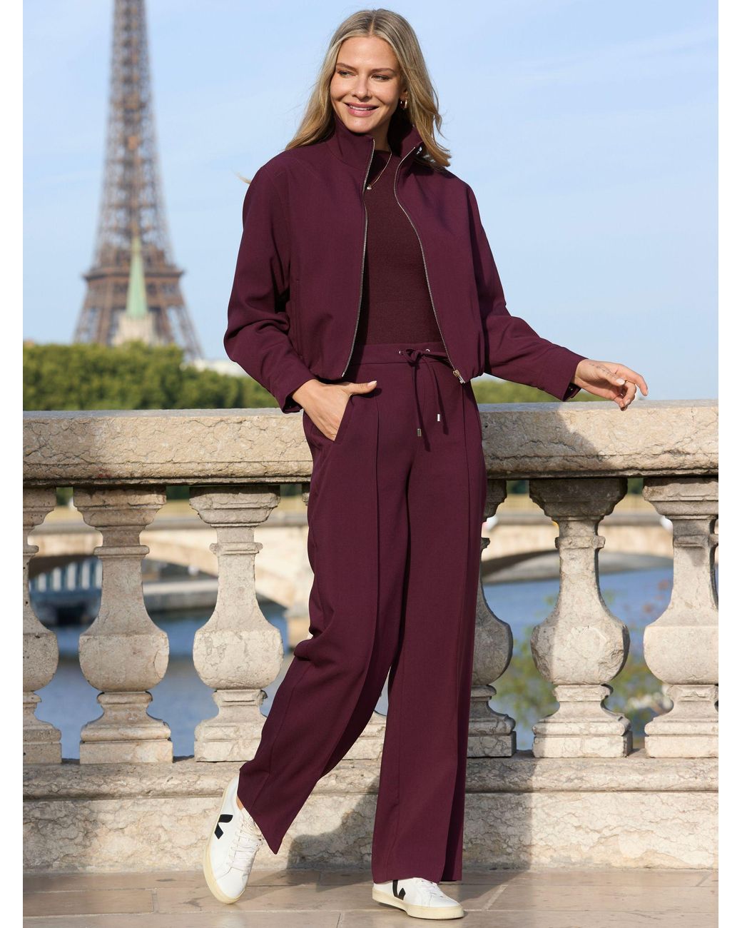 Sosandar Purple Funnel Neck Jacket