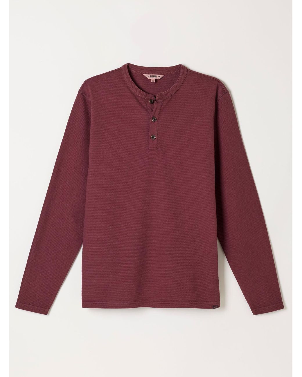 FatFace Henley Long Sleeve Textured T-Shirt for men